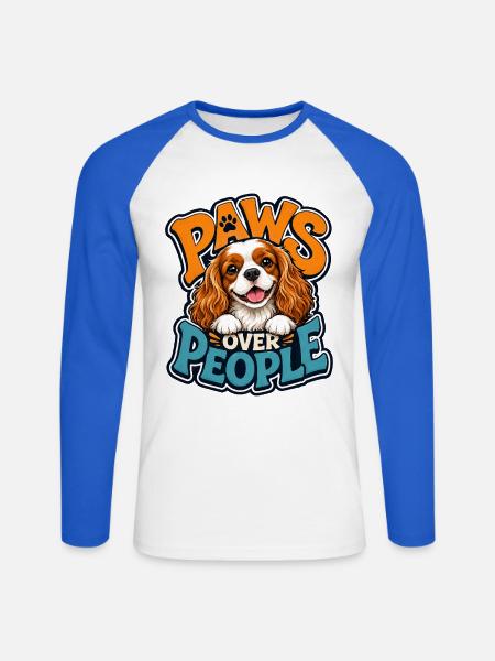 Kavallerier King Charles Spaniel - Unisex Baseballshirt langarm - Weiß/Royalblau