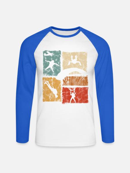 Fallschirmspringer Fallschirmsprung mit Fallschirm - Unisex Baseballshirt langarm - Weiß/Royalblau