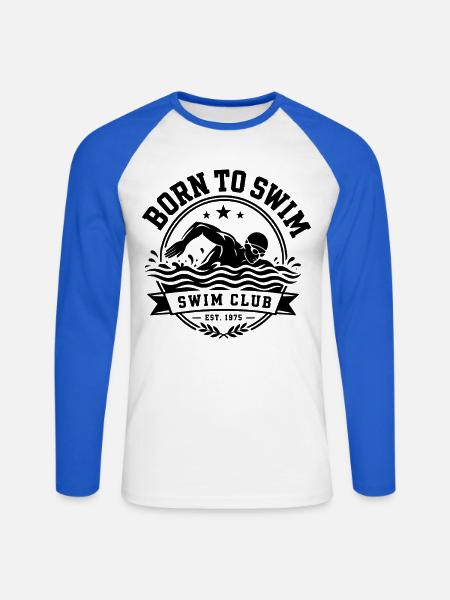 Schwimmen Swim Club - Unisex Baseballshirt langarm - Weiß/Royalblau