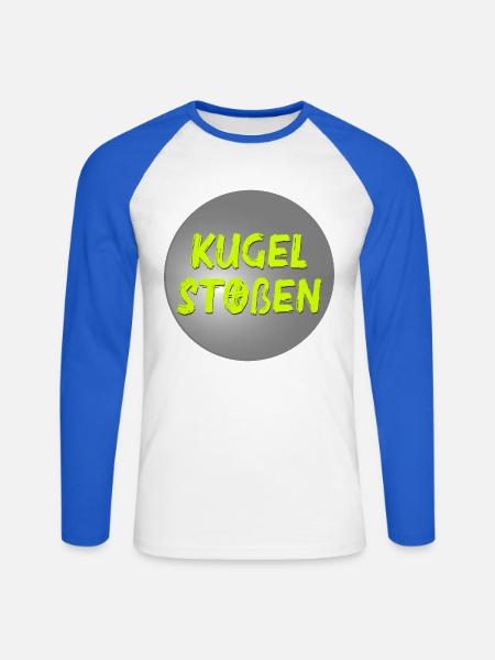 Kugelstoßen Stoßkugel - Unisex Baseballshirt langarm - Weiß/Royalblau