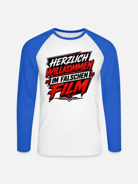 Herzlich Willkommen Im Falschen Film - Unisex Baseballshirt langarm - Weiß/Royalblau