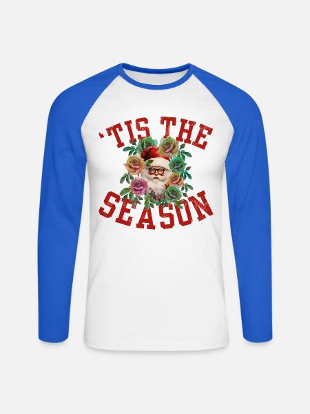 Es ist die Saison - Unisex Baseballshirt langarm - Weiß/Royalblau
