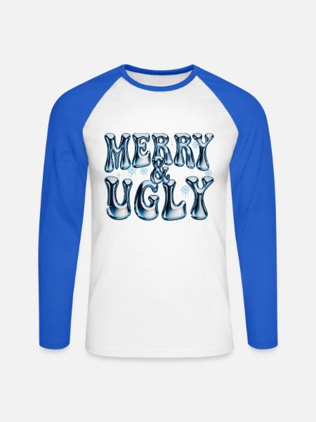Merry and Ugly - Unisex Baseballshirt langarm - Weiß/Royalblau