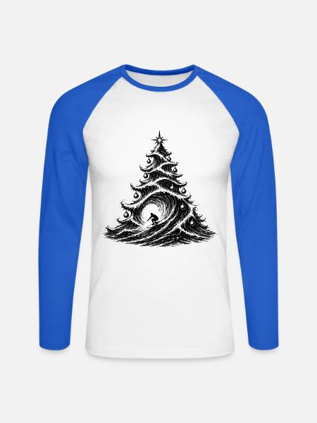 Weihnachten Surfen - Unisex Baseballshirt langarm - Weiß/Royalblau