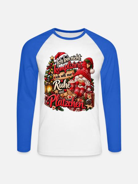 Lustiges Weihnachtsgeschenk Plätzchen Spruch - Unisex Baseballshirt langarm - Weiß/Royalblau
