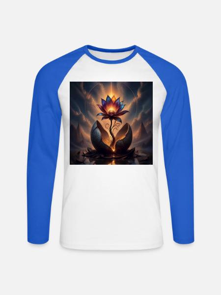 Blume - Unisex Baseballshirt langarm - Weiß/Royalblau