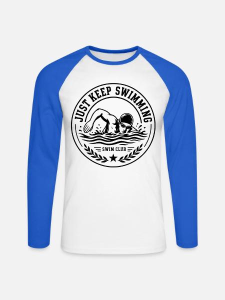 Schwimmen Swim Club - Unisex Baseballshirt langarm - Weiß/Royalblau