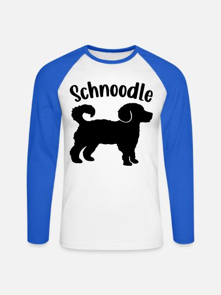 Schnoodle Hunde - Unisex Baseballshirt langarm - Weiß/Royalblau