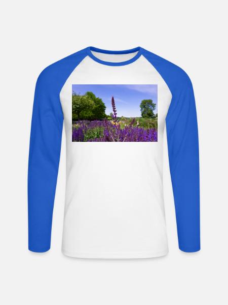 Blooming Lavender in Summer - Unisex Baseballshirt langarm - Weiß/Royalblau