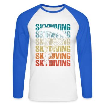 Fallschirmspringen Fallschirm Extremsport - Unisex Baseballshirt langarm - Weiß/Royalblau - Vorne - Nik (191cm)