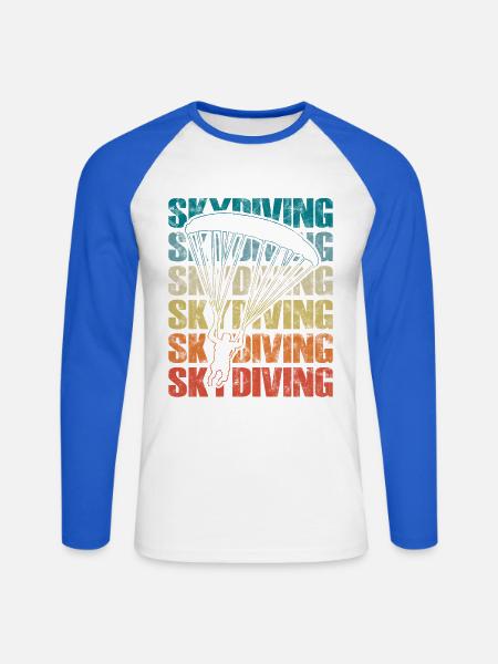 Fallschirmspringen Fallschirm Extremsport - Unisex Baseballshirt langarm - Weiß/Royalblau
