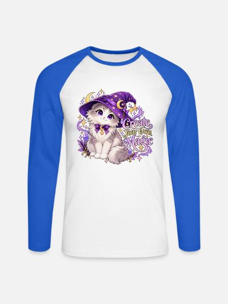 Create Your Own Magic - Unisex Baseballshirt langarm - Weiß/Royalblau