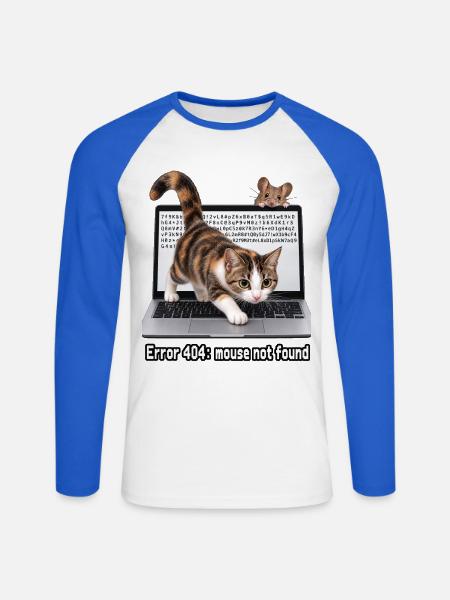 Computermaus - Unisex Baseballshirt langarm - Weiß/Royalblau