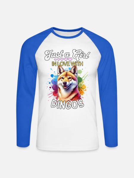 Australischer Wildhund Mädchen Dingo - Unisex Baseballshirt langarm - Weiß/Royalblau