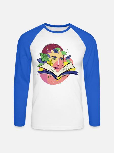 Abstraktes Buch Lesen & Lernen Kunst Design - Unisex Baseballshirt langarm - Weiß/Royalblau
