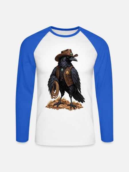 Raben Sheriff im Westernstil - Unisex Baseballshirt langarm - Weiß/Royalblau
