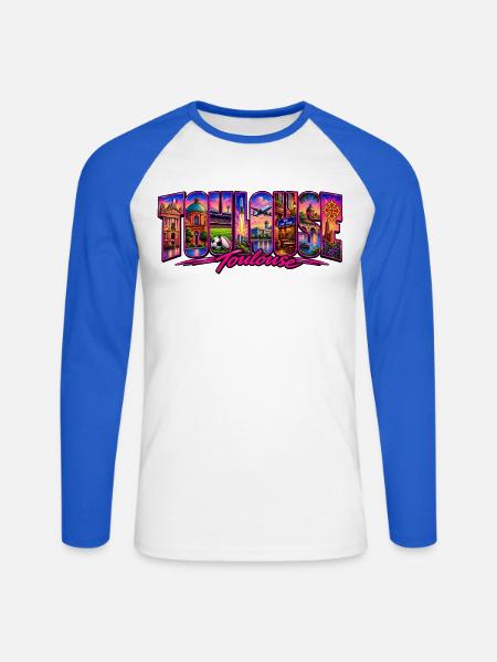 Toulouse - Unisex Baseballshirt langarm - Weiß/Royalblau