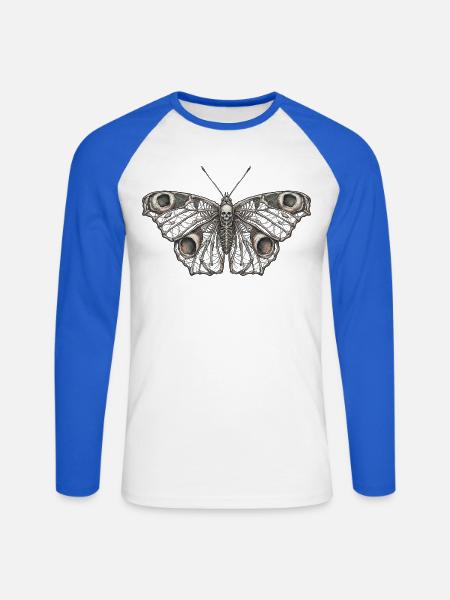Gotischer Skelett-Schmetterling - Unisex Baseballshirt langarm - Weiß/Royalblau