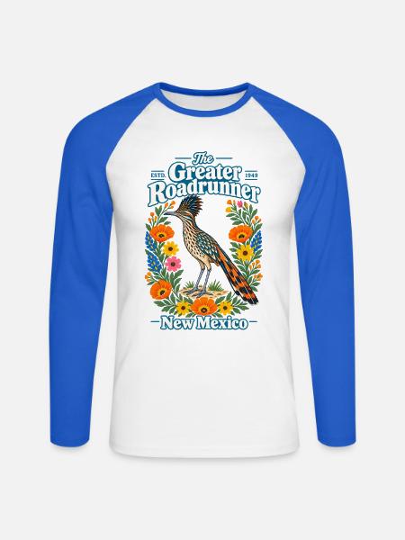 The Greater Roadrunner New Mexico - Unisex Baseballshirt langarm - Weiß/Royalblau
