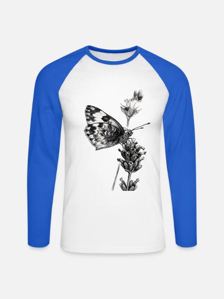 Mystische Mottenlavendel - Unisex Baseballshirt langarm - Weiß/Royalblau