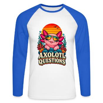 I Axolotl Questions – Cute Retro Axolotl  - Unisex Baseballshirt langarm - Weiß/Royalblau - Vorne - Nik (191cm)