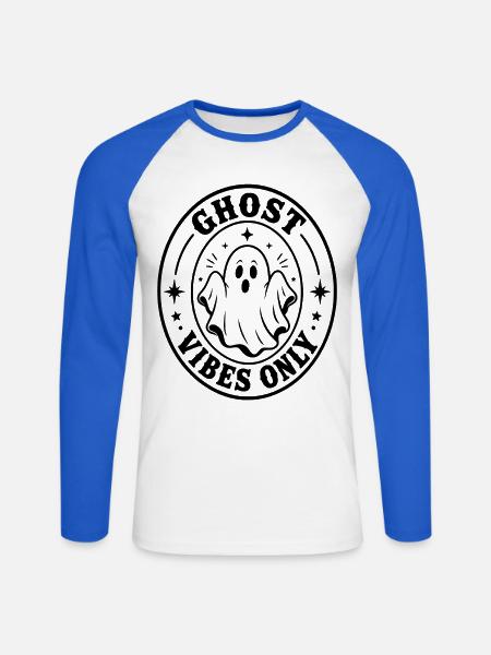 Ghost Vibes Only - Unisex Baseballshirt langarm - Weiß/Royalblau