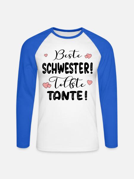Schwester Tante Baby - Unisex Baseballshirt langarm - Weiß/Royalblau
