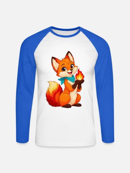 Fuchs mit Funkenflamme - Unisex Baseballshirt langarm - Weiß/Royalblau