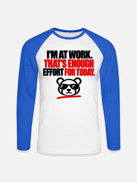 Arbeit ist genug - Unisex Baseballshirt langarm - Weiß/Royalblau