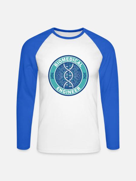 Biomedizinischer Ingenieur DNA-Mikrochip-Abzeichen-Geschenk - Unisex Baseballshirt langarm - Weiß/Royalblau
