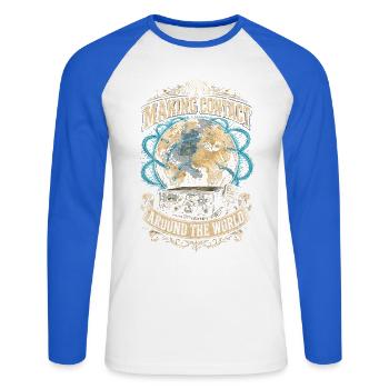 Amateurfunk Amateurfunker - Unisex Baseballshirt langarm - Weiß/Royalblau - Vorne - Nik (191cm)