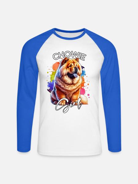 Chow Chow Mädchen Chowchow - Unisex Baseballshirt langarm - Weiß/Royalblau