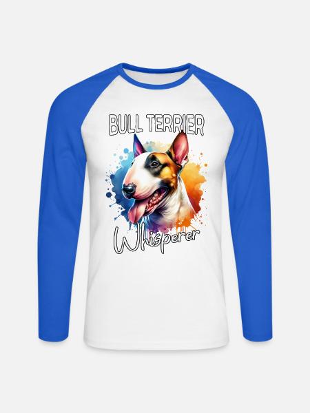 Bullterrier Flüsterer - Unisex Baseballshirt langarm - Weiß/Royalblau