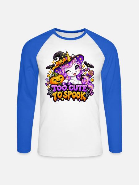 Einhorn Halloween Spruch - Unisex Baseballshirt langarm - Weiß/Royalblau