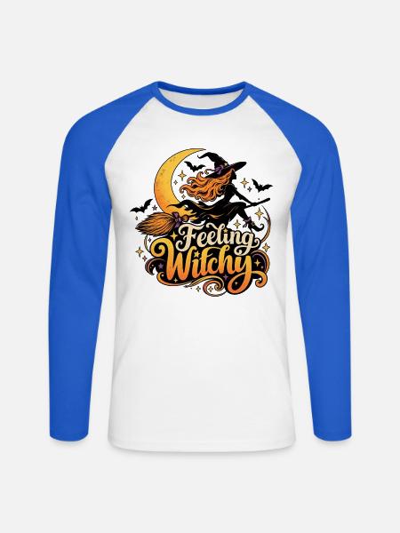 Hexenstimmung - Unisex Baseballshirt langarm - Weiß/Royalblau