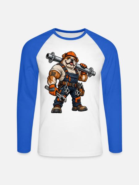 Gerüstbauer Handwerk / Handwerker - Unisex Baseballshirt langarm - Weiß/Royalblau