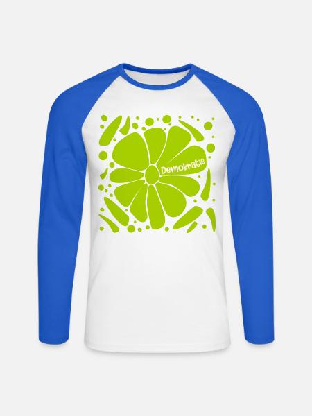 Blumen Demokratie - Unisex Baseballshirt langarm - Weiß/Royalblau