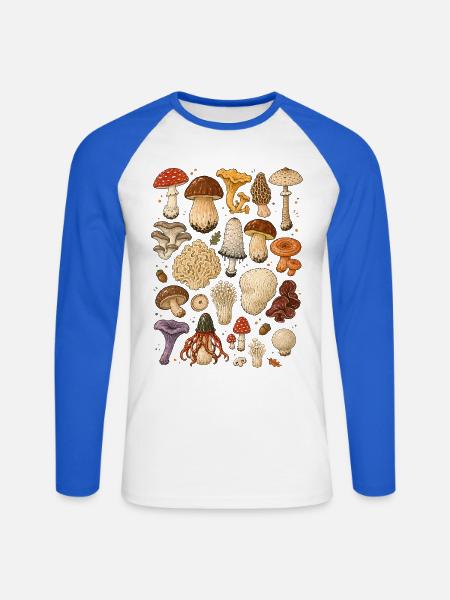 Pilze | Mykologie & Wald - Unisex Baseballshirt langarm - Weiß/Royalblau