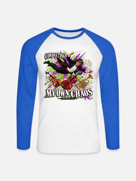 Lustiges Dirigentengeschenk – Mein eigenes Chaos dirigieren - Unisex Baseballshirt langarm - Weiß/Royalblau
