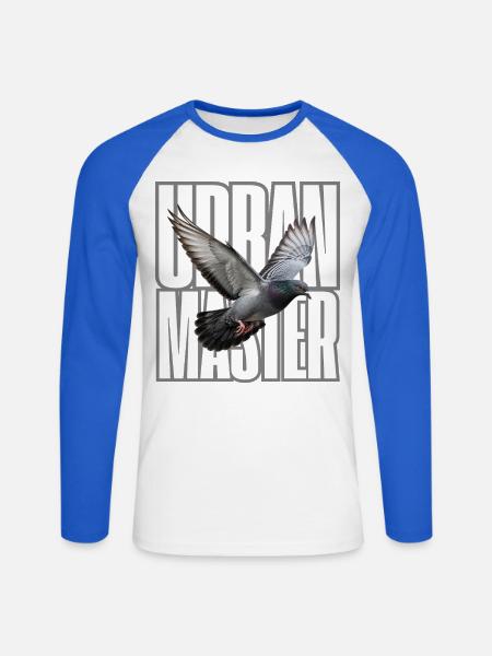 Urban Master Taube - Unisex Baseballshirt langarm - Weiß/Royalblau