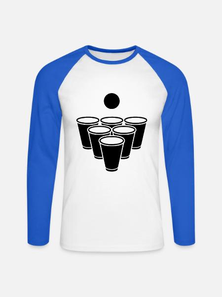 Beer Pong - Unisex Baseballshirt langarm - Weiß/Royalblau