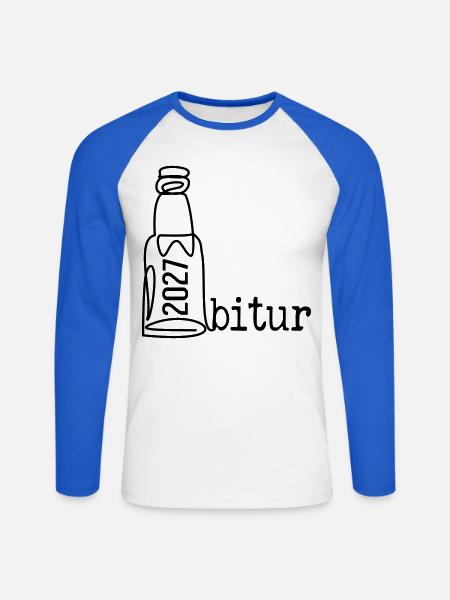 Abi Party 2027, Abitur Bier - Unisex Baseballshirt langarm - Weiß/Royalblau