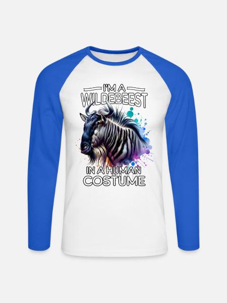 Team Gnu - Unisex Baseballshirt langarm - Weiß/Royalblau