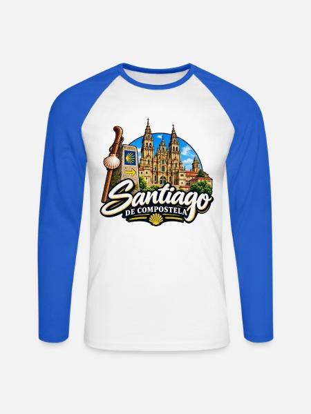 Santiago de Compostela – Jakobsweg & Pilgerziel - Unisex Baseballshirt langarm - Weiß/Royalblau