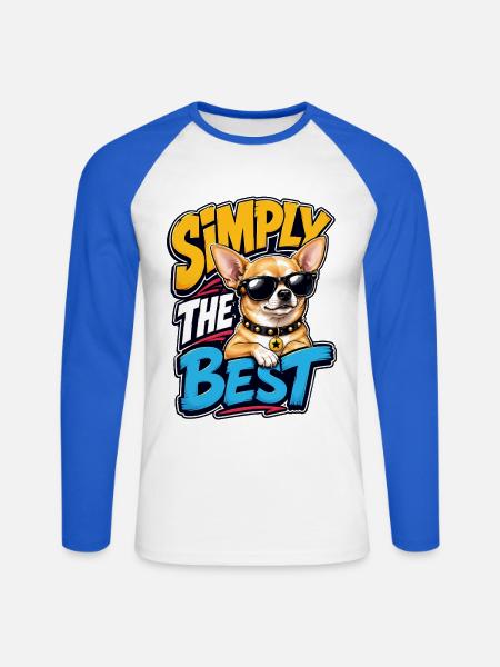 Chihuahua - Unisex Baseballshirt langarm - Weiß/Royalblau
