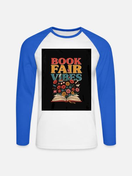 Buchmesse-Vibes - Unisex Baseballshirt langarm - Weiß/Royalblau