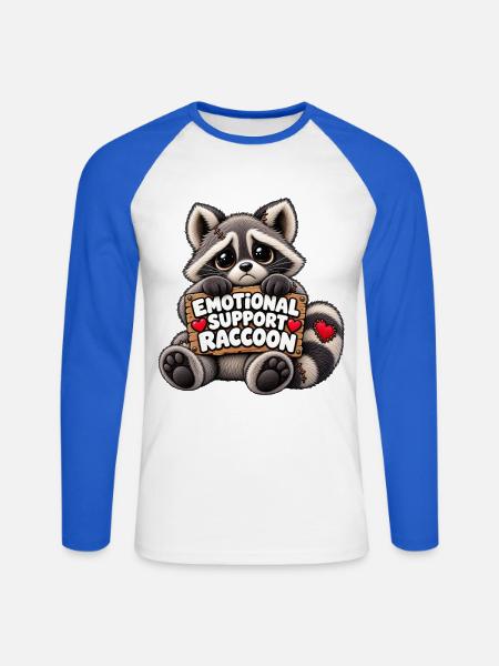 Emotionaler Waschbär Begleiter - Unisex Baseballshirt langarm - Weiß/Royalblau