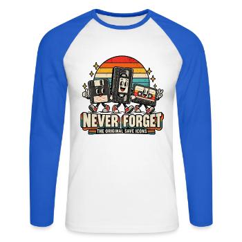 Retro-Speicher-Icons - Unisex Baseballshirt langarm - Weiß/Royalblau - Vorne - Nik (191cm)