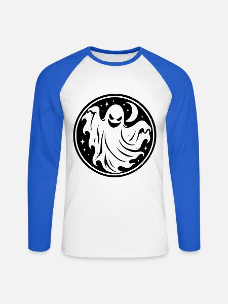 Halloween Geist - Unisex Baseballshirt langarm - Weiß/Royalblau