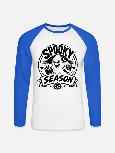 Spooky Season Geist - Unisex Baseballshirt langarm - Weiß/Royalblau